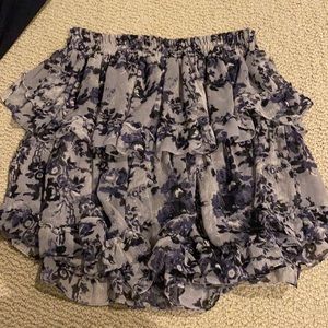 Misa Los Angeles Purple and Black Ruffle Mini Skirt